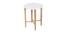 a white table with wooden legs on a white background