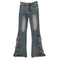 lace up flared jeans boogzel apparel Artsy Jeans, Vintage Wide Leg Jeans, Y2k Flare Jeans, Pants Women Casual, Corset Lacing, Autumn Design, Pink Corset, All Jeans, Denim Patterns