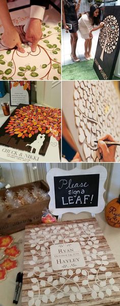 some people are doing crafts and making things on the table with pumpkins around them