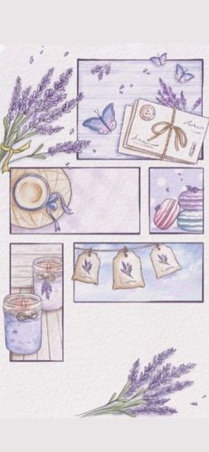 an illustration of lavenders and tea bags