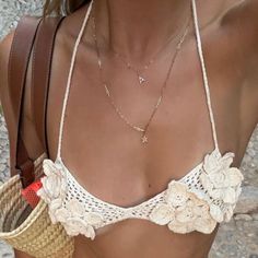 Beachy Open Knit Swimwear For Beach Season, Open Knit Crochet Beachwear Top, Crotchet Swimsuit Top, Crochet Bikinis Boho Top, Crochet Flower Bikinis, Lazy Day, Ideas Crochet, Get Over It, Lingerie