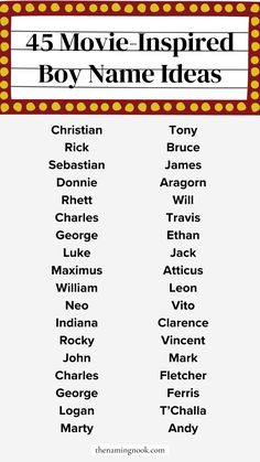 the movie inspired boy name ideas list