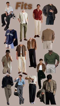 Mens Outfit Inspiration Old Money, Rust Shirt Outfit Men, Retro Commuting Style Men, Old Money Guy Aesthetic Outfits, Aesthetic Old Money Outfits For Men, Saltburn Men Outfits, Neutral Tones Aesthetic Outfits, Mens Thrifting Outfits, Cheap Outfit Ideas Men