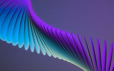 the back side of an abstract purple and blue object with long curved lines on it