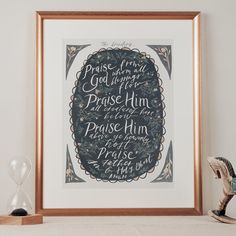 This hand-lettered and hand-drawn illustration poster is printed on quality 80 lb cream speckletone paper. The timeless and inspiring words of the Doxology make the perfect devotional piece for any home or office space. Ships out by 2nd week of November. The Doxology, Printable Hymns, Hymn Wall Art, Hymns Of Praise, Christian Art Print, Inspiring Words, Space Ships, 5x7 Print, Illustration Poster