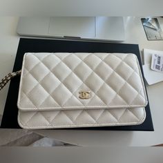 Great Condition But Has Little Stain On The Front And Has Little Discoloration On The Back I Have Original Box , Dust Bag, Price Tag. Chanel Coquette, Chanel Bags, Price Tag, Chanel Bag, Chanel Classic, White Color, Original Box, Dust Bag, Color White