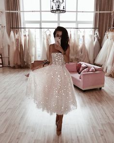 Midi Wedding Dress, Tomboy Chic, Short Prom Dress, White Tulle, Short Prom, Dress Spaghetti, Bohemian Wedding