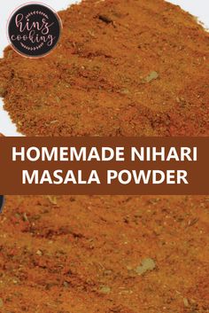 homemade nihari masala powder in a bowl with the title overlaying it