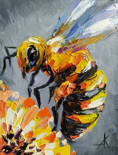 a painting of a bee on a flower