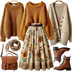 Cool Winter Fall Outfits, Cute Fall Outfits Colorful, Fall And Winter Dress Outfits, Autumn Outfit Ideas Women, Retro Fall Outfits Vintage, Gray Fall Outfit, Fall Autumn Outfit, Autumn Ireland Outfits, Casual Hufflepuff Outfit