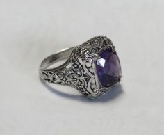 . Zodiac Sign Pisces, Work It, 3 Carat, Amethyst Ring, Victorian Style, Purple Amethyst, Victorian Fashion, Solid 925 Sterling Silver