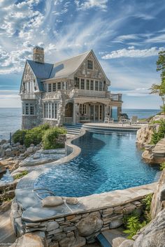 Sunrise to Sunset: Oceanfront Living Beach House Outside, Fabulous Homes, House Illustrations, House Outside, What Dreams May Come, Marble House, Calm Waters, Dreams Beds