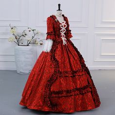 Silhouette:Ball Gown; Season:All Seasons; Sleeve Length:3/4-Length Sleeve; Look After Me:Washable; Gender:Women's; Types:Masquerade,Party Costume; Holiday:Masquerade,Carnival,Christmas,Halloween; Style:Gothic,Rococo,Medieval,Vintage Inspired; Elasticity:Inelastic; Occasion:Wedding Party; Material:Polyster; Age Group:Adults'; Characters:Plus Size,Shakespeare,Princess; Listing Date:05/26/2022; Bust:; Height:; Hollow to Floor:; Waist: Gothic Rococo, Cinderella Vintage, Gown Christmas, Carnival Masquerade, Cosplay Wedding, Costume Masquerade, Plus Size Gothic, Medieval Party, Marvelous Mrs Maisel