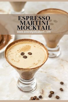 espresso martini cocktail with coffee beans on the side