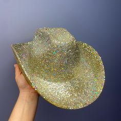 Gold Glitter Cowboy Hat! In Perfect Condition And Never Worn. One Size Fits Most. Underside Is Gold To Match The Top *Not Glitter*. Gold Cowgirl Hat, Gold Hat, Gold Cowboy Hat, Black Dachshund, Brixton Hat, Gold Hats, Hat Aesthetic, Velvet Hat, Bow Hairstyle