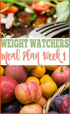 a pile of fruit and vegetables with the words weight watchers meal play week