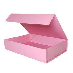 an open pink box on a white background