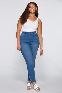 Introducing the jeans that your curves are going to be crushing on With a comfortable pullon waist supersoft feel stretchy fit and button hem this denim style is exactly what your curvy body deservesCato contour fit fits closer to the body to hug your curves28 in inseamPullon waist64 cotton 35 polyester 1 spandexMachine washImported Jeans Cut Hem Plus Size, Plus Sized Good American Jeans, Non-stretch Denim Blue Jeans With Button Closure, Denim 24/7 Plus Size Clothing, The Jeans, Non-stretch Medium Wash Jeans With Button Closure, Hem Jeans, Denim Style, Plus Size Jeans