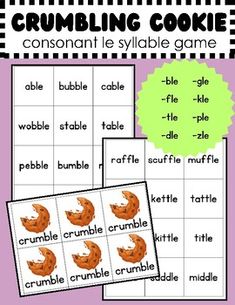 Discover the Sweet Success of Reading with "Crumble" Phonics Game!Introducing "Crumble," the delightful phonics game designed to help students master consonant le syllable words. Rooted in the science of reading, this engaging game makes learning fun and effective, perfect for young readers eager to... Consonant Le Activities, Consonant Le, Reading Games For Kids, Phonics Practice, Reading Games, Classroom Centers, Student Notebooks, Phonics Games, Early Readers