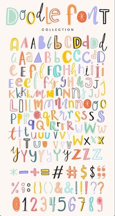 the doodle font collection includes letters and numbers