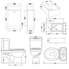 an image of a toilet and sink with measurements