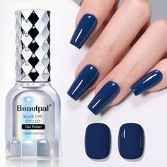 PRICES MAY VARY. ❤SUPERIOR CAPACITY：Compared with other 10ml or 12ml gel polishes, Beautpal gel nail polish offers an impressive 15ml capacity,which allows for a more long-lasting manicure, making it a budget-friendly option for you! ❤HEALTHY: We prioritize your health and safety, which is why our Gel Nail Polish is made from natural resin. This Harmless Resin ensures that our product is non-toxic, environmentally friendly, and of the highest quality. Say goodbye to harsh chemical smells and hel Dark Blue Nail Polish, Pretty Nail Polish Colors, Blue Nail Color, Blue Gel Nails, Dark Blue Nails, Navy Blue Nails, Chic Nail Art, 2024 Nails, Pretty Nail Polish