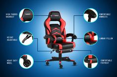 an image of a gaming chair with all its features