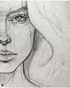 a pencil drawing of a woman's face