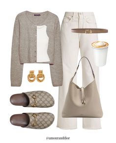 Shop Clara Cashmere Crew Cardigan and other curated products on LTK, the easiest way to shop everything from your favorite creators. Gucci Slipper Outfit, Beige Ysl Bag Outfit, Ecru Jeans Outfits Winter, Taupe Shoes Outfit, Trip Outfits Winter, Taupe Bag Outfit, Winter Outfits Outdoor, Outfit With Slippers, Layering Outfits Winter