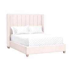 Perry Cream California King Bed Close Up Wing Headboard, Oak Wood Stain, Winged Bed, Winged Headboard, Headboard Design, Cal King Bedding, Velvet Upholstered Bed, Wingback Bed, Classic Bed