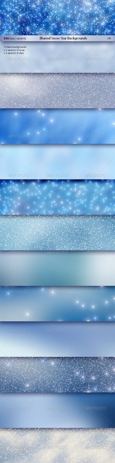 a set of blue and white horizontal banners with snow flakes in the background,