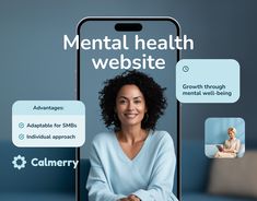 Mental Health Website Calmerry :: Behance Mental Health Website Design, Winter Social Media, Website Poster, Intellectual Health, Health Ads, Social Media Branding Design, Graphic Design Quotes