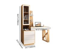 a desk with drawers and a book shelf