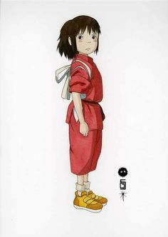 a drawing of a girl in a red dress and yellow shoes standing next to a wall