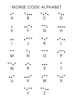 the morse code alphabet is shown in black and white