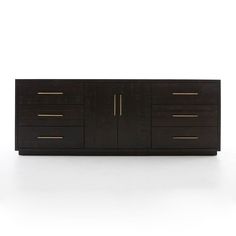 the sideboard has five drawers and two doors