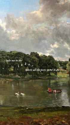 a painting of people in a boat on a river