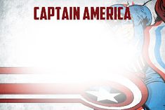 the captain america movie poster is shown in red, white and blue