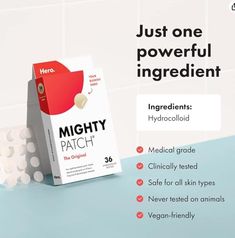 Mighty Patch Hero Cosmetics Original Patch - Hydrocolloid Acne Pimple Patch for Covering Zits and Blemishes, Spot Stickers for Face and Skin (36 Count) Spot Stickers, Acne Pimple Patch, Mighty Patch, Pimple Patch, Brown Skin, Vegan Friendly, Oily Skin, Clear Skin, Skin Care Tips