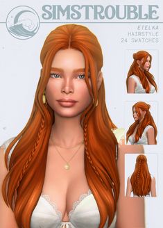 Sims 4 Cc Braided Hair, Simstrouble Cc, Cc Hair, Wavy Hairstyle, Cc Clothes