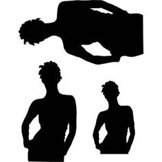 the silhouettes of two women in different poses