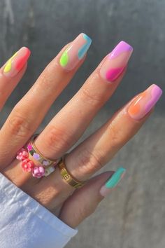 nail art design Short Acrylic Nails Designs, Festival Nails, Fire Nails, Coffin Nails Designs, Funky Nails, Short Acrylic Nails, Art Tutorial, Best Acrylic Nails