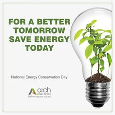 a light bulb with a plant inside it and the words for a better tomorrow save energy today