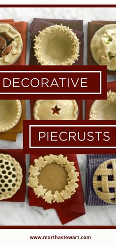 decorative pie crusts on display with the words, decorative pie crusts