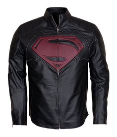 The leather jacket is inspired by the Batman Vs Superman Dawn of Justice Movie. This movie was a really big success amongst Batman and Superman fans as this sequel revealed both of these superheroes fighting with each other for their differing opinions. The signature red and black embossed Batman and Superman logo in the middle looks really sophisticated for a leather jacket costume, making you look interesting and cool amid all the dc comic fans. This leather biker jacket is also a great fit Mens Leather Jacket Vintage, Black Superman, Superman Dawn Of Justice, Superman Logo, Dawn Of Justice, Batman Vs Superman, Men's Leather Jacket, Batman Vs