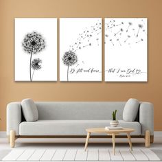 Be Still And Know That I Am God 3 Panel Wall Art Canvas 3 Panel Wall Art, Dandelion Flowers, Christian Art Print, I Am God, Horizontal Wall Art, Vertical Wall Art, Be Still And Know, Square Wall Art, Christian Wall Decor