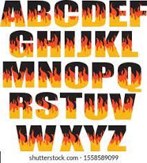 a set of fire font and numbers on white background with clipping area for text