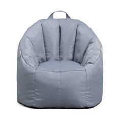 a grey bean bag chair on a white background