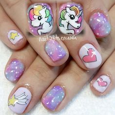 Unicorn Birthday Nails, Nails Color Ideas, Unicorn Nails Designs, Unicorn Nail Art, Nail Art For Kids, Unicorn Nails, Trendy Nail Art Designs