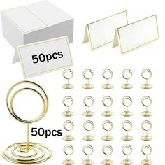 50 pcs gold plated paper clips and 20 pairs of round rings